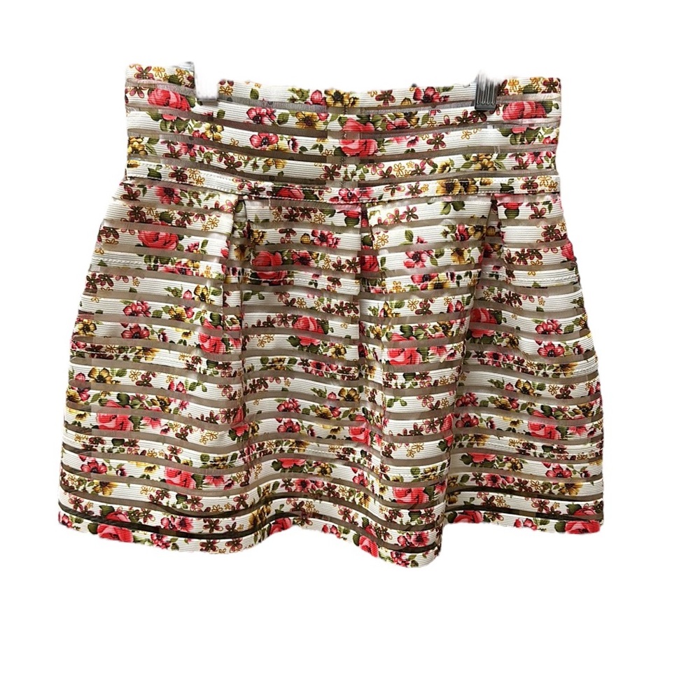 Mini skirt with 21 rows of floral elastic, special design & fully lined